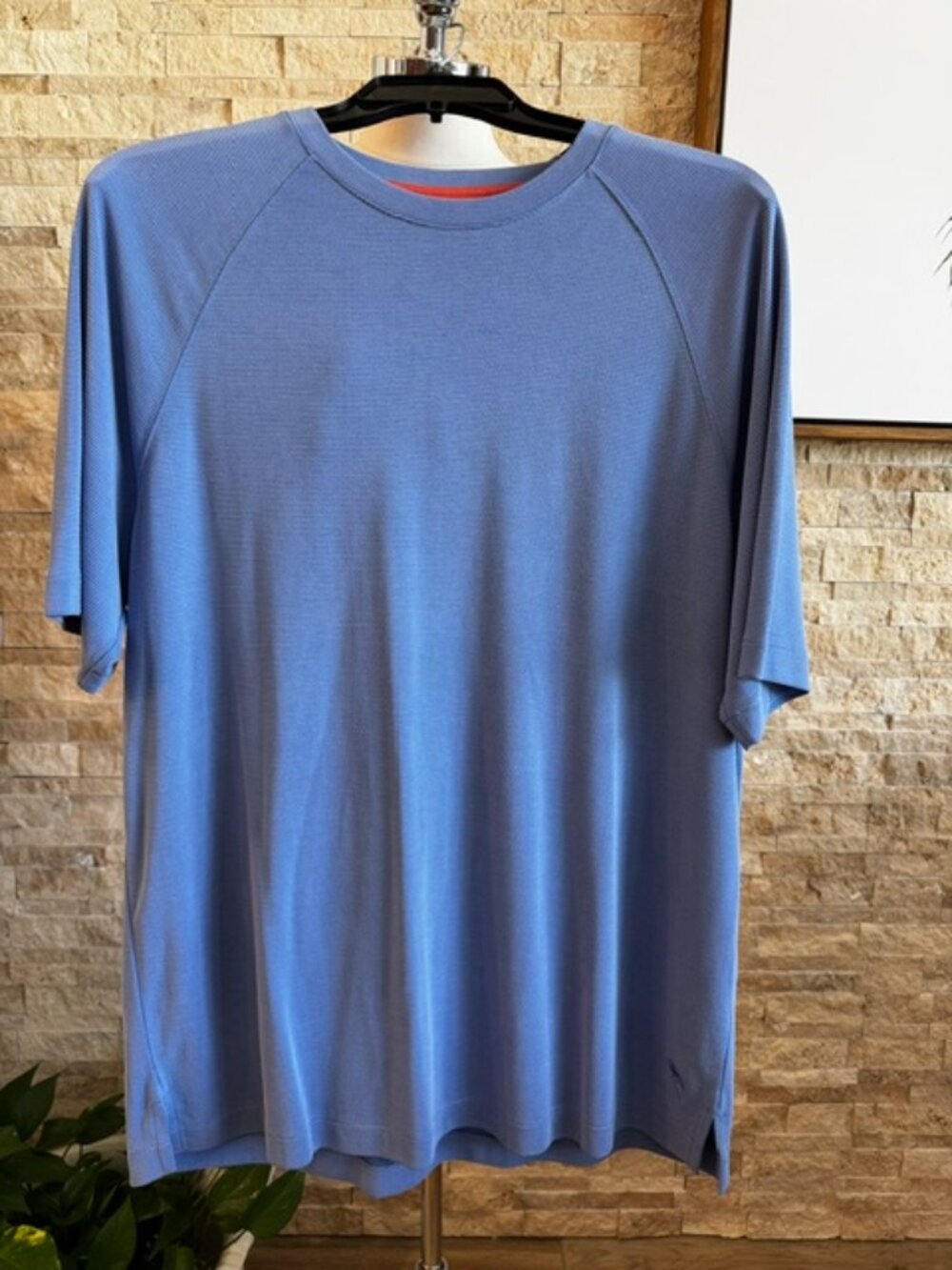 NWT Men's Caribbean Brand Ribbed Relaxed Fit Top Shirt XLarge Modal Blend Blue
